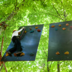 Kid in a treetop adventure park